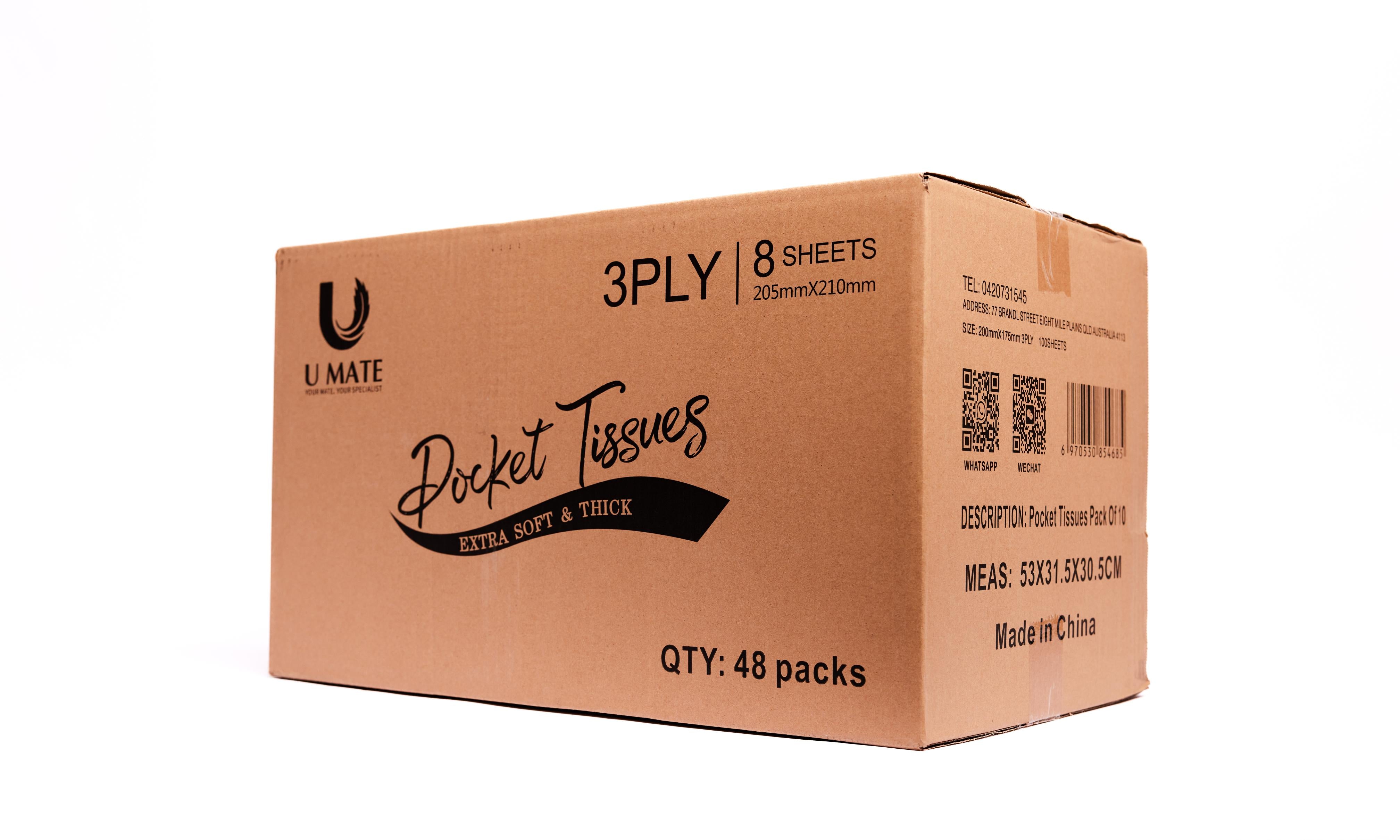 U MATE 3 Ply Premium Pocket Tissues